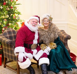 sitting santa and mrs